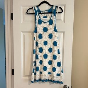 Roller Rabbit Teal and White Crochet Dress
